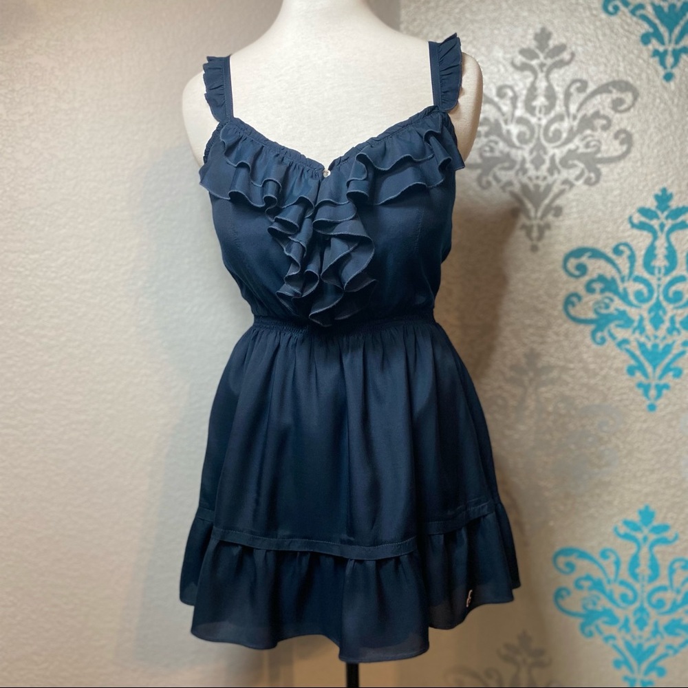 Hollister NWOT Navy Blue Peplum Blouse. Size M. New Without Tags